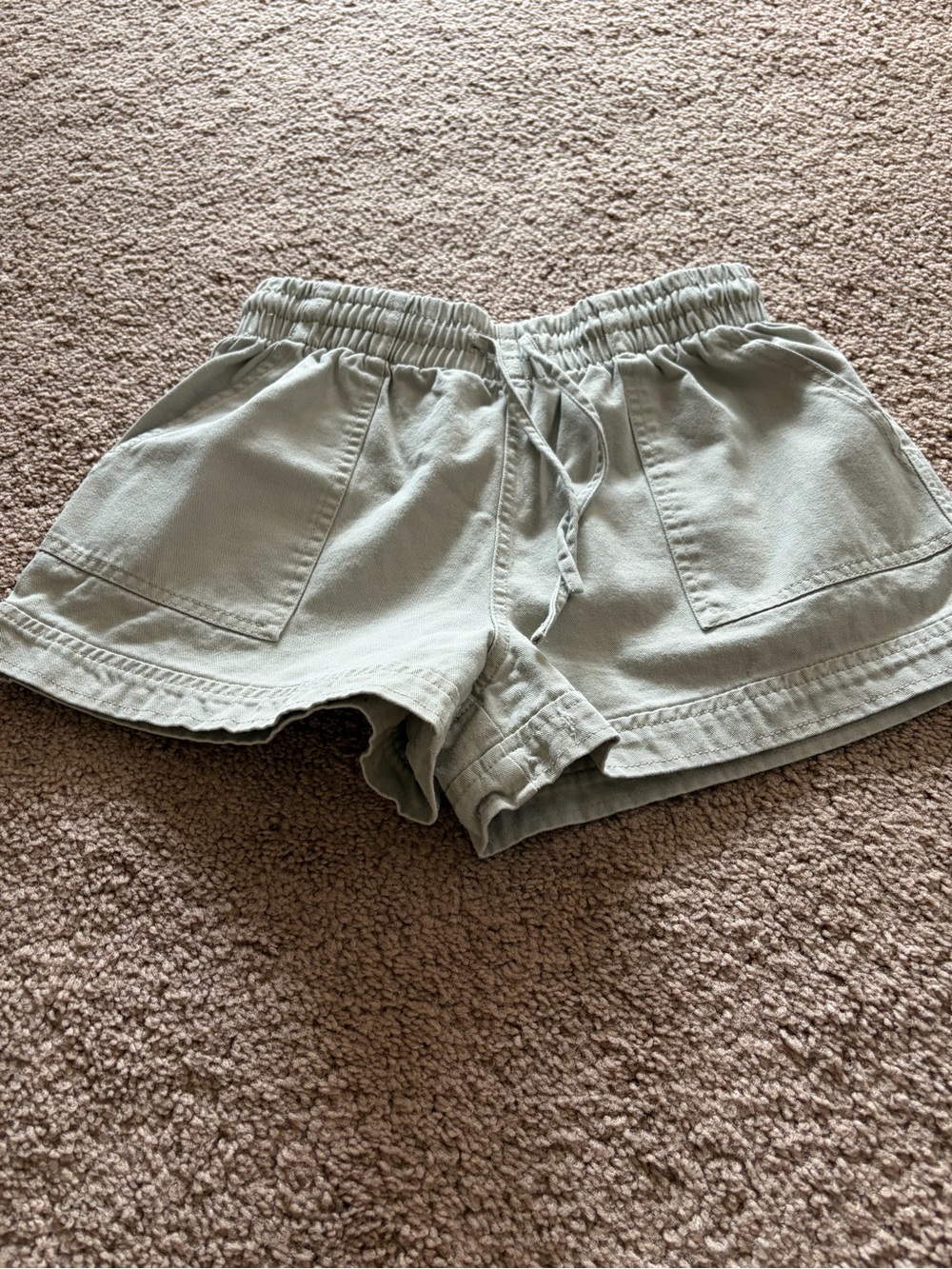 Forever 21 Light Sage Drawstring Pocket Shorts